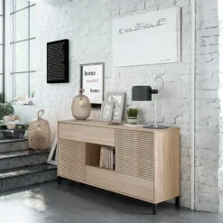 Garnero Arredamenti Madia moderna 151x80h cm 2 ante industrial rovere cannettato Lopez Discount