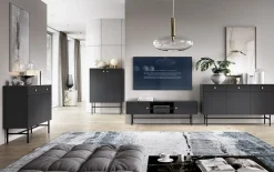 Garnero Arredamenti Madia moderna 155x90h cm 3 ante 3 cassetti nero Eterna Nero Opaco Sale