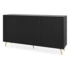 Garnero Arredamenti Madia moderna 154x78h cm 3 ante nero cannettato Celestia Nero Opaco New