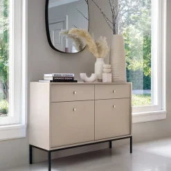 Garnero Arredamenti Madia moderna 104x83h cm 2 ante con cassetti soggiorno Glory Beige Discount