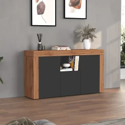 Garnero Arredamenti Madia moderna 155x85h cm antracite rovere Block Antracite - Rovere Hot