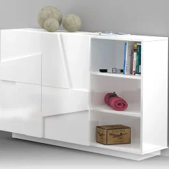 Garnero Arredamenti Madia 120x86h cm 2 ante e vani a giorno moderna Zenzero Bianco Lucido Sale