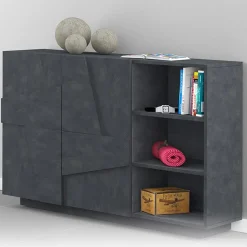 Garnero Arredamenti Madia 120x86h cm 2 ante e vani a giorno moderna Zenzero Ossido New