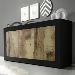 Garnero Arredamenti Madia 160x86h cm 3 ante moderna nero pero Eternity Rovere - Nero opaco Sale
