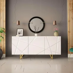 Garnero Arredamenti Madia 160x76h cm 3 ante moderna bianco lucido Kalmar Outlet