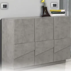Garnero Arredamenti Madia 120x86h cm 3 ante moderna decorate grigio Zenzero Cemento Hot