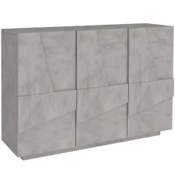 Garnero Arredamenti Madia 120x86h cm 3 ante moderna decorate grigio Zenzero Cemento Hot