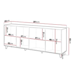 Garnero Arredamenti Madia 201x83h cm 4 ante moderna cannettato Essence Antracite Clearance