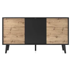 Garnero Arredamenti Madia 154x83h cm 3 ante soggiorno design rovere cannettato nero Tonk Clearance