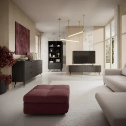 Garnero Arredamenti Madia 163x81h cm 6 cassetti moderna   cannettato Ramis Nero Opaco Best