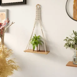 Garnero Arredamenti Mensola sospesa 30x57h cm da parete con corda rovere Liana Online