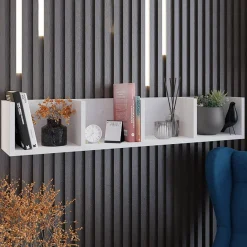 Garnero Arredamenti Mensola 95x17h cm  4 vani da parete moderna bianco Serafina Clearance