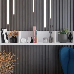 Garnero Arredamenti Mensola 95x17h cm  4 vani da parete moderna bianco Serafina Clearance