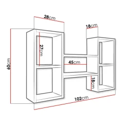 Garnero Arredamenti Mensola 102x60h cm 5 vani pensile da parete moderna bianco Felicita Bianco Opaco Discount