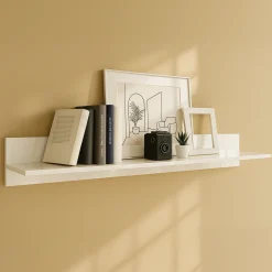 Garnero Arredamenti Mensola 138x17h cm da parete moderna soggiorno bianco lucido Candor New