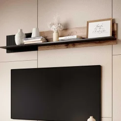 Garnero Arredamenti Mensola 150x25h cm da parete rovere nero Nandina Clearance