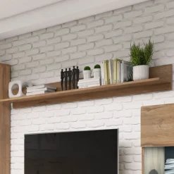 Garnero Arredamenti Mensola 160x22h cm moderna da parete soggiorno nero Maiorca Rovere Hot