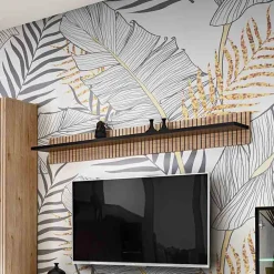 Garnero Arredamenti Mensola 160x20h cm moderna noce con stampa nera Mendes Outlet