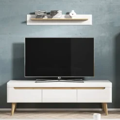 Garnero Arredamenti Mensola 107x19h cm moderna soggiorno bianco lucido Alia Gihome® Outlet