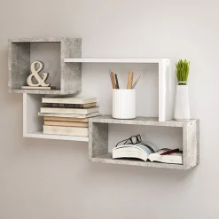 Garnero Arredamenti Mensola 87x54h cm pensile a muro design moderno bianco effetto marmo Shila Marmo bianco - Bianco opaco New