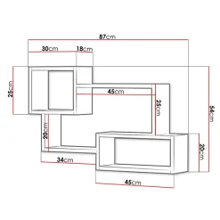 Garnero Arredamenti Mensola 87x54h cm pensile a muro design moderno bianco rovere Shila Bianco Opaco - Rovere Hot