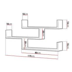 Garnero Arredamenti Mensola 119x55h cm pensile a muro 3 ripiani Concetta Quercia Clearance