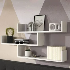 Garnero Arredamenti Mensola 119x55h cm pensile a muro 3 ripiani bianco Concetta Bianco Opaco Best