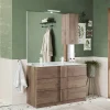 Garnero Arredamenti Mobile bagno a terra 120cm con doppio lavabo e specchio rovere Alvarez