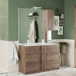 Garnero Arredamenti Mobile bagno a terra 120cm con doppio lavabo e specchio rovere Alvarez