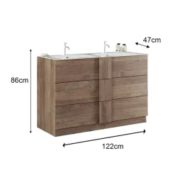 Garnero Arredamenti Mobile bagno a terra 120cm con doppio lavabo e specchio rovere Alvarez