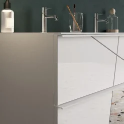 Garnero Arredamenti Mobile bagno a terra 120cm con doppio lavabo e specchio bianco lucido specchi Olimpo Best