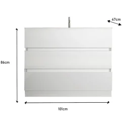 Garnero Arredamenti Mobile bagno a terra 100cm con lavabo e specchio bianco lucido Moon Outlet