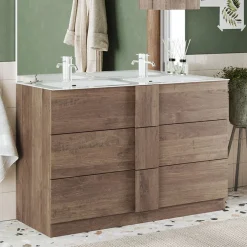 Garnero Arredamenti Mobile bagno a terra 120cm con doppio lavabo 3 cassetti rovere Alvarez Best