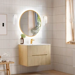 Garnero Arredamenti Mobile bagno sospeso cannettato 80cm con lavabo rovere Pretty Hot