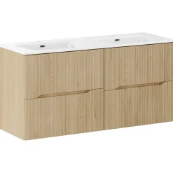 Garnero Arredamenti Mobile bagno sospeso cannettato 120cm con doppio lavabo rovere Pretty Best