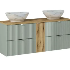 Garnero Arredamenti Mobile bagno sospeso cannettato 140cm 4 cassetti verde salvia rovere Greeny Best