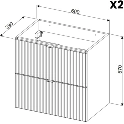 Garnero Arredamenti Mobile bagno sospeso cannettato 140cm 4 cassetti verde salvia rovere Greeny Best