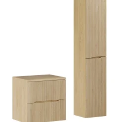 Garnero Arredamenti Mobile bagno sospeso cannettato 60cm con colonna rovere Pretty Sale