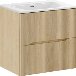 Garnero Arredamenti Mobile bagno sospeso cannettato 60cm con lavabo rovere Pretty Outlet