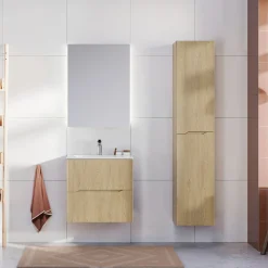 Garnero Arredamenti Mobile bagno sospeso cannettato 60cm con lavabo rovere Pretty Outlet