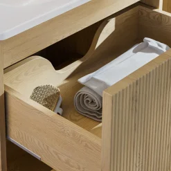 Garnero Arredamenti Mobile bagno sospeso cannettato 60cm con lavabo rovere Pretty Outlet