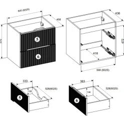 Garnero Arredamenti Mobile bagno sospeso cannettato 60cm con lavabo rovere Pretty Outlet