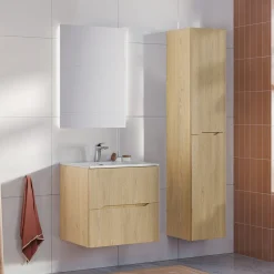 Garnero Arredamenti Mobile bagno sospeso cannettato 60cm con lavabo rovere Pretty Outlet