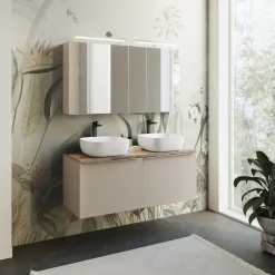 Garnero Arredamenti Mobile bagno sospeso 120cm 2 cassettoni e 2 cassetti attrezzati grigio quercia Serif Online