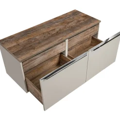 Garnero Arredamenti Mobile bagno sospeso 120cm 2 cassettoni e 2 cassetti attrezzati grigio quercia Serif Online