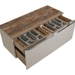 Garnero Arredamenti Mobile bagno sospeso 120cm 2 cassettoni e 2 cassetti attrezzati grigio quercia Serif Online