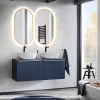 Garnero Arredamenti Mobile bagno sospeso 120cm 2 cassettoni e 2 cassetti attrezzati cannettato blu Deep Discount