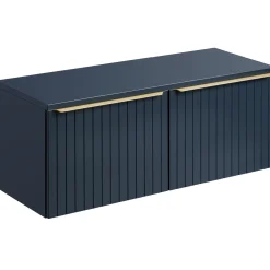 Garnero Arredamenti Mobile bagno sospeso 120cm 2 cassettoni e 2 cassetti attrezzati cannettato blu Deep Discount