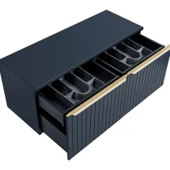 Garnero Arredamenti Mobile bagno sospeso 120cm 2 cassettoni e 2 cassetti attrezzati cannettato blu Deep Discount