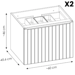 Garnero Arredamenti Mobile bagno sospeso 120cm 2 cassettoni e 2 cassetti attrezzati cannettato blu Deep Discount